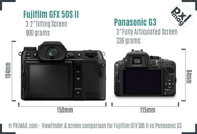 Fujifilm GFX 50S II vs Panasonic G3 Screen and Viewfinder comparison