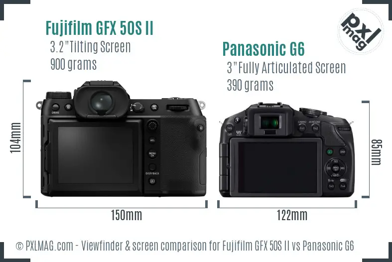 Fujifilm GFX 50S II vs Panasonic G6 Screen and Viewfinder comparison