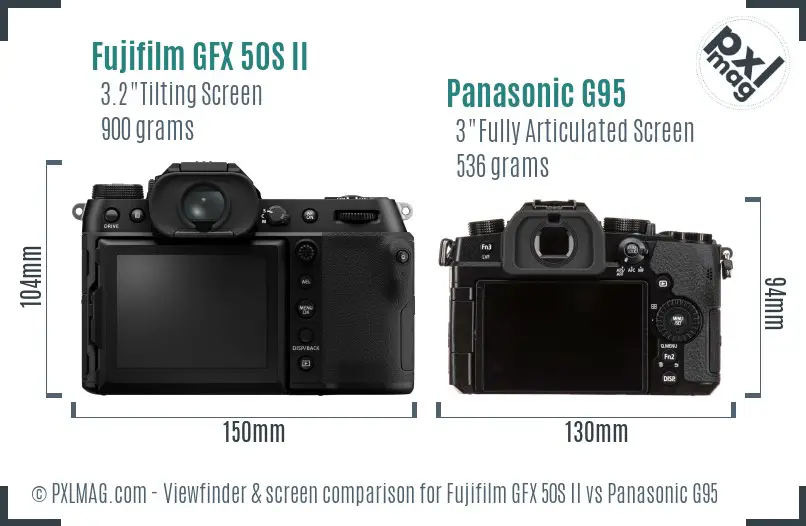 Fujifilm GFX 50S II vs Panasonic G95 Screen and Viewfinder comparison