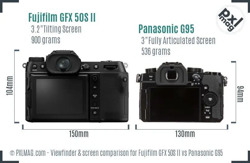 Fujifilm GFX 50S II vs Panasonic G95 Screen and Viewfinder comparison Fujifilm GFX 50S II vs Panasonic G95 Screen and Viewfinder comparison