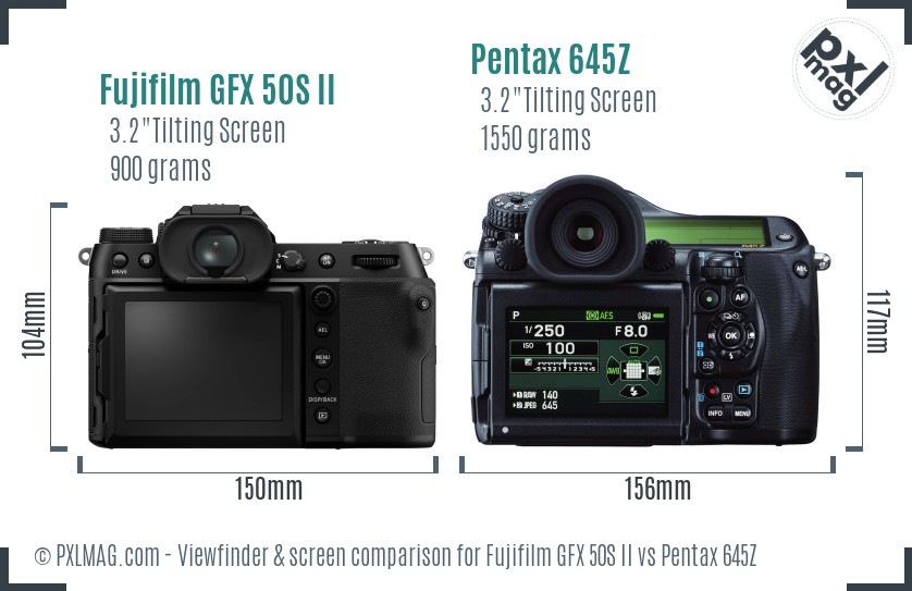 Fujifilm GFX 50S II vs Pentax 645Z Screen and Viewfinder comparison