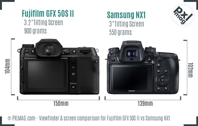 Fujifilm GFX 50S II vs Samsung NX1 Screen and Viewfinder comparison
