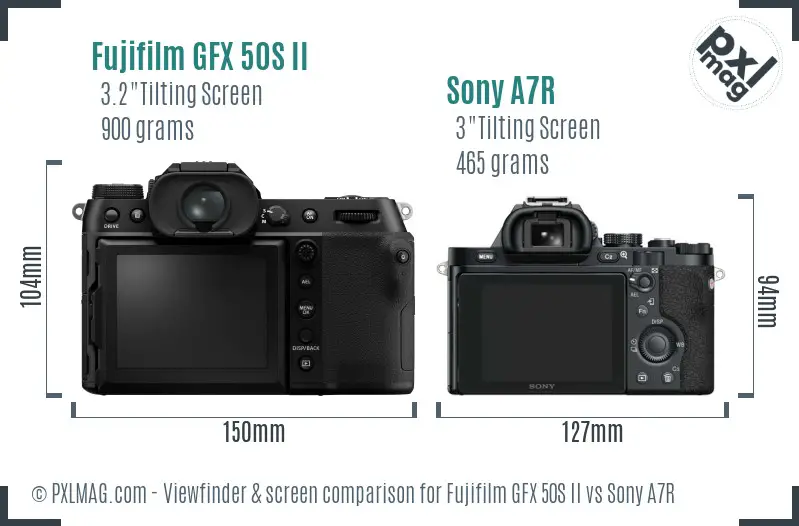 Fujifilm GFX 50S II vs Sony A7R Screen and Viewfinder comparison