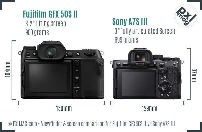 Fujifilm GFX 50S II vs Sony A7S III Screen and Viewfinder comparison