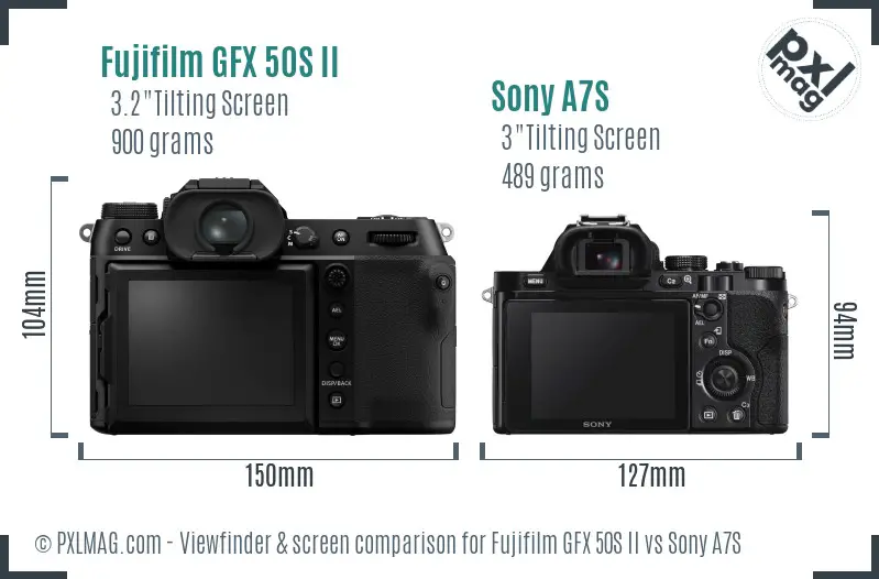 Fujifilm GFX 50S II vs Sony A7S Screen and Viewfinder comparison