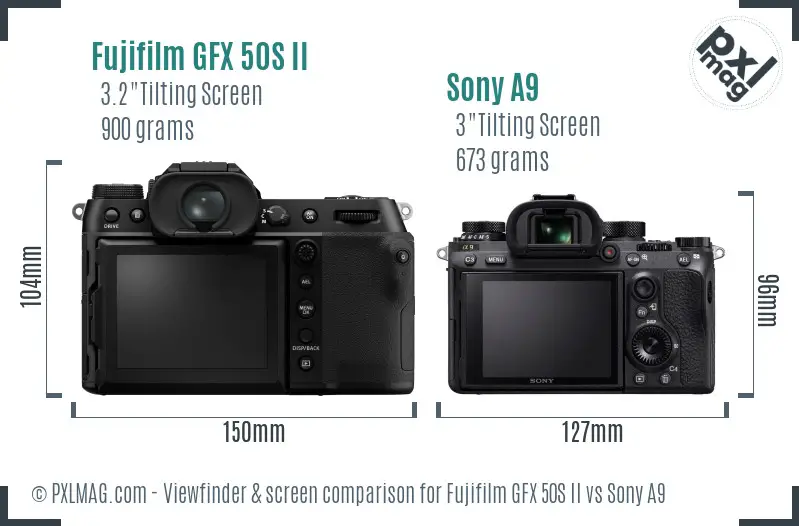 Fujifilm GFX 50S II vs Sony A9 Screen and Viewfinder comparison