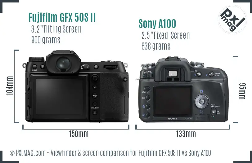 Fujifilm GFX 50S II vs Sony A100 Screen and Viewfinder comparison