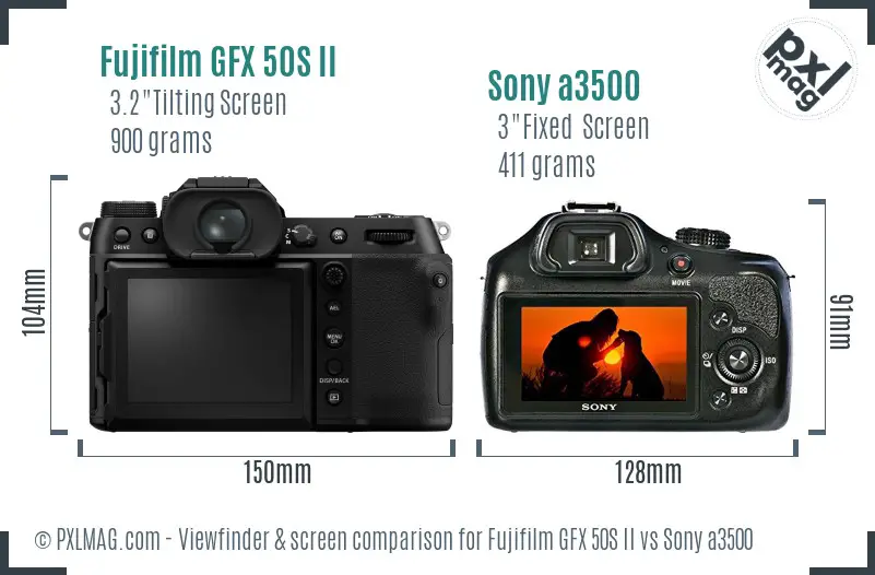 Fujifilm GFX 50S II vs Sony a3500 Screen and Viewfinder comparison