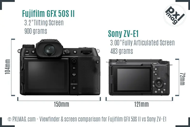 Fujifilm GFX 50S II vs Sony ZV-E1 Screen and Viewfinder comparison