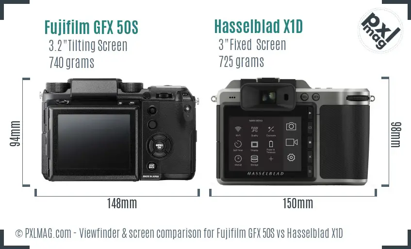 Fujifilm GFX 50S vs Hasselblad X1D Screen and Viewfinder comparison