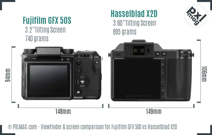 Fujifilm GFX 50S vs Hasselblad X2D Screen and Viewfinder comparison