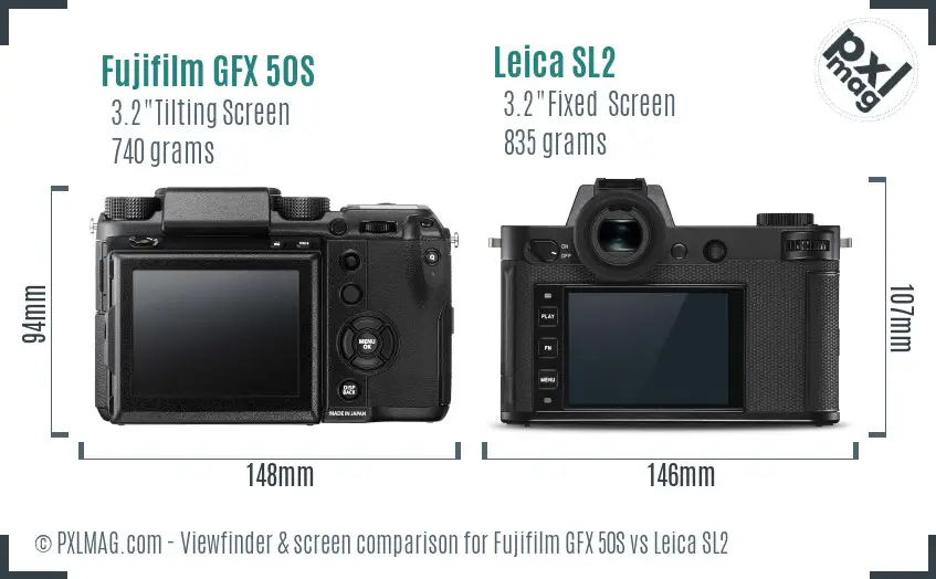 Fujifilm GFX 50S vs Leica SL2 Screen and Viewfinder comparison