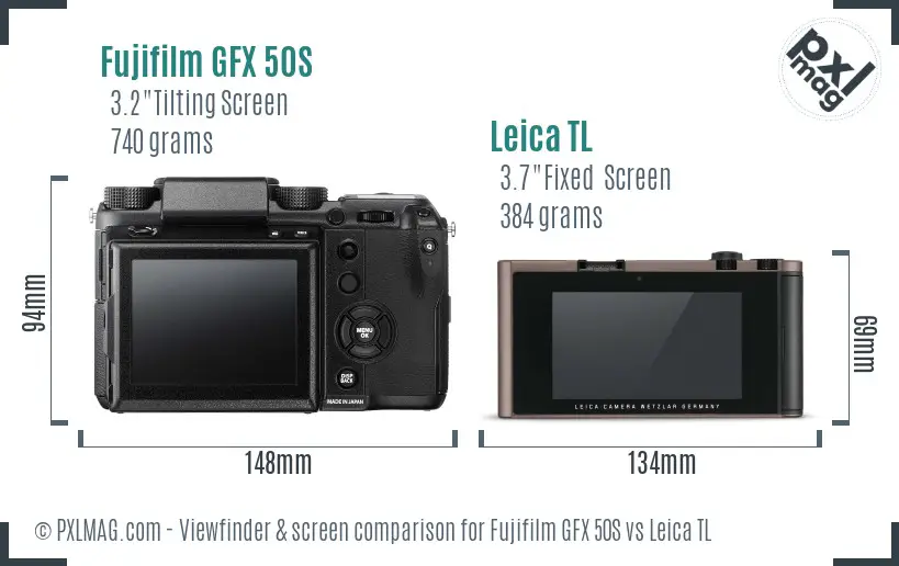 Fujifilm GFX 50S vs Leica TL Screen and Viewfinder comparison