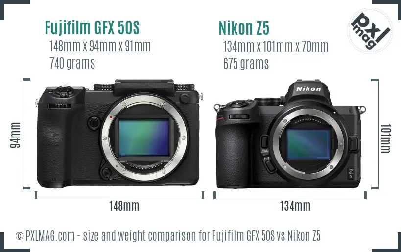 Fujifilm GFX 50S vs Nikon Z5 size comparison Fujifilm GFX 50S vs Nikon Z5 size comparison