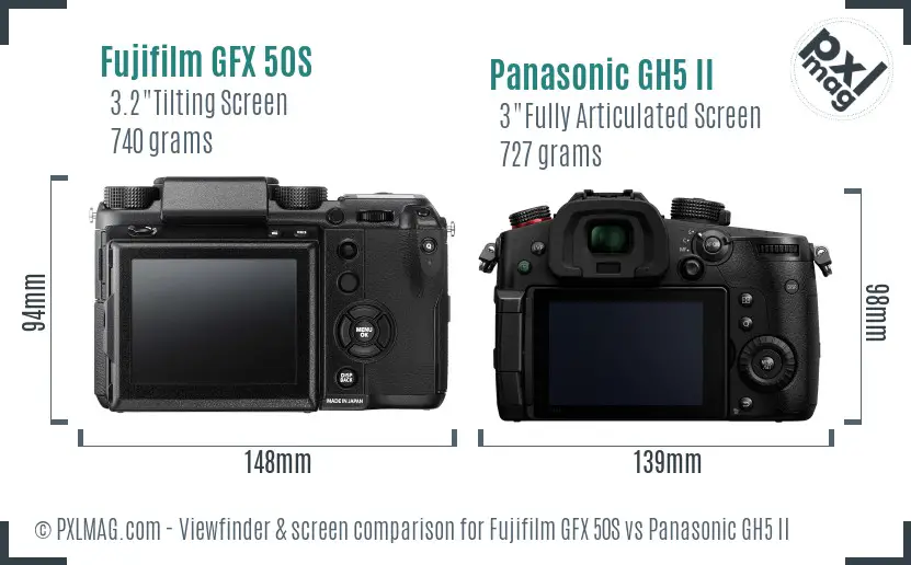Fujifilm GFX 50S vs Panasonic GH5 II Screen and Viewfinder comparison