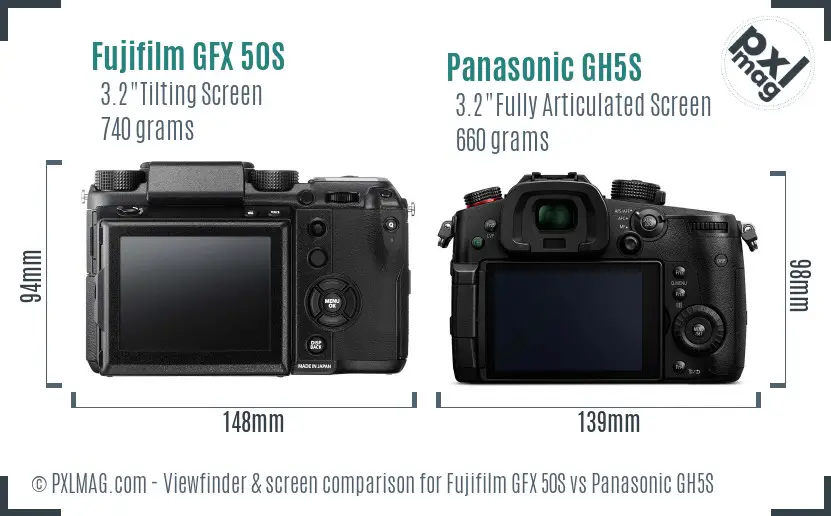 Fujifilm GFX 50S vs Panasonic GH5S Screen and Viewfinder comparison