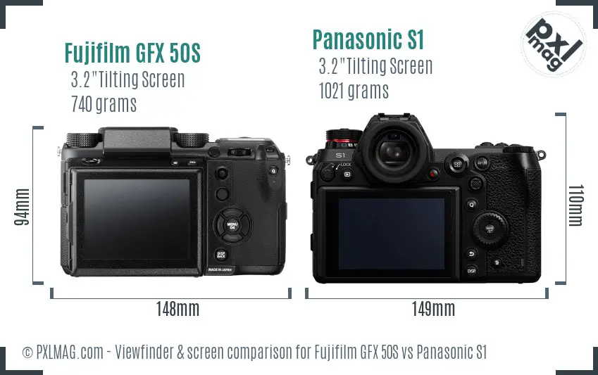 Fujifilm GFX 50S vs Panasonic S1 Screen and Viewfinder comparison