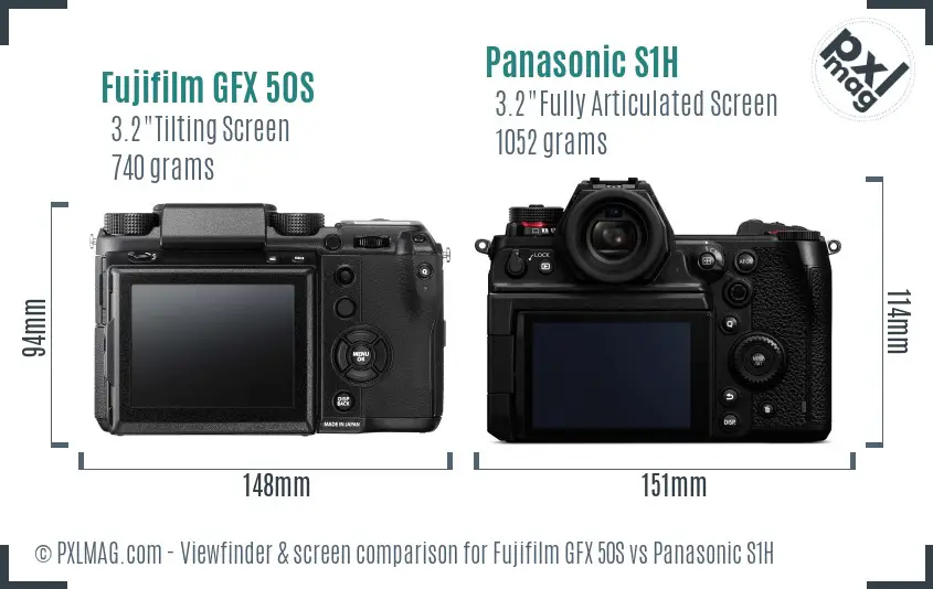 Fujifilm GFX 50S vs Panasonic S1H Screen and Viewfinder comparison