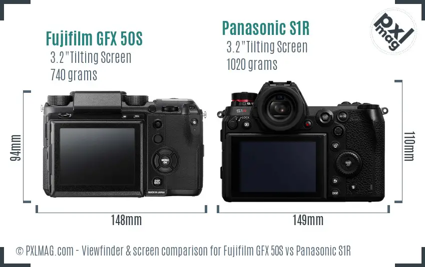 Fujifilm GFX 50S vs Panasonic S1R Screen and Viewfinder comparison