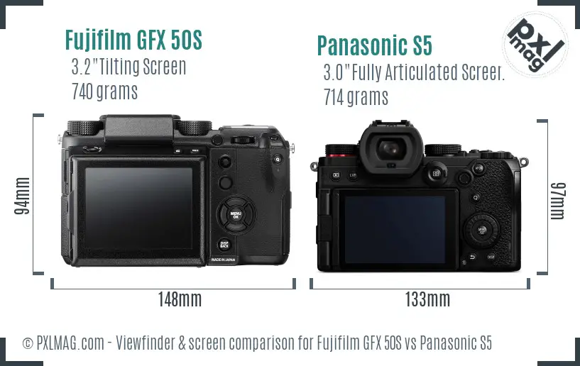 Fujifilm GFX 50S vs Panasonic S5 Screen and Viewfinder comparison