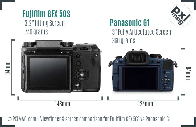 Fujifilm GFX 50S vs Panasonic G1 Screen and Viewfinder comparison