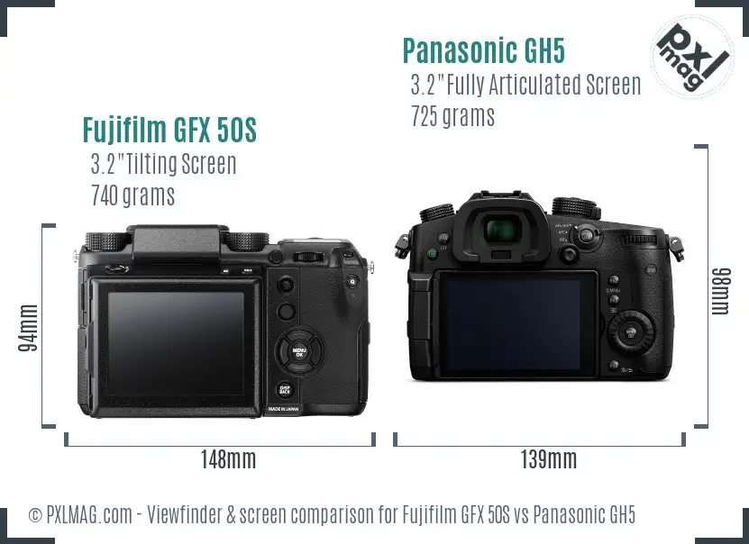 Fujifilm GFX 50S vs Panasonic GH5 Screen and Viewfinder comparison