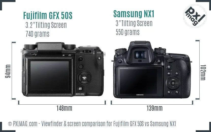 Fujifilm GFX 50S vs Samsung NX1 Screen and Viewfinder comparison