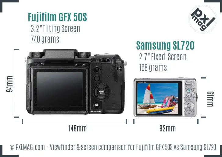 Fujifilm GFX 50S vs Samsung SL720 Screen and Viewfinder comparison