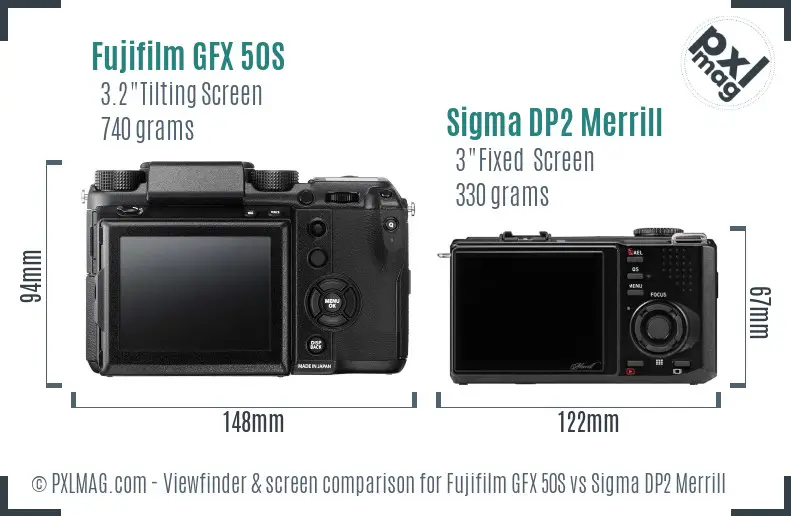 Fujifilm GFX 50S vs Sigma DP2 Merrill Screen and Viewfinder comparison