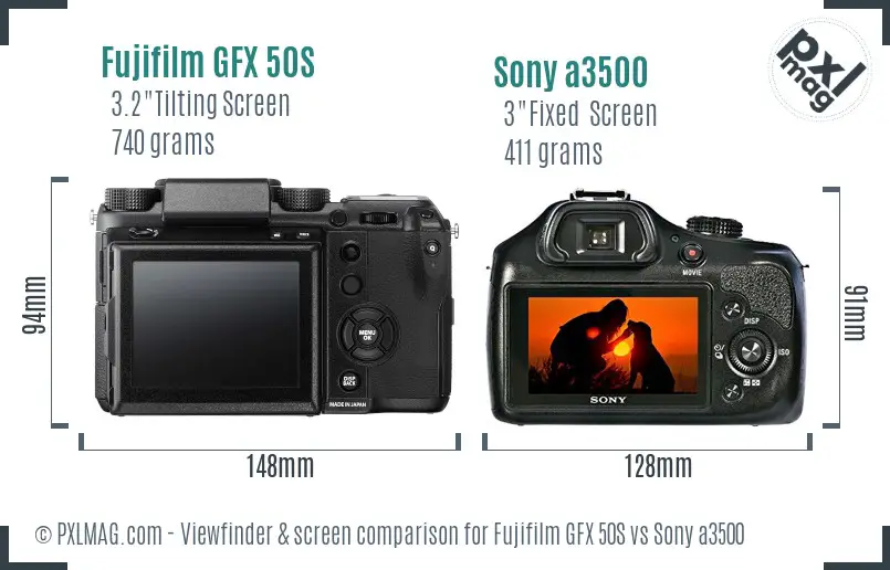 Fujifilm GFX 50S vs Sony a3500 Screen and Viewfinder comparison