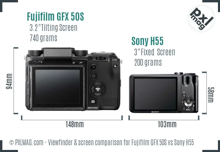 Fujifilm GFX 50S vs Sony H55 Screen and Viewfinder comparison