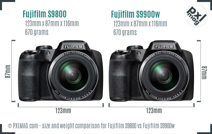 Fujifilm S9800 vs Fujifilm S9900w size comparison