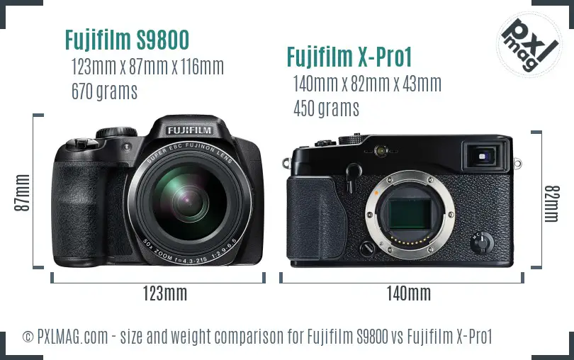 Fujifilm S9800 vs Fujifilm X-Pro1 size comparison