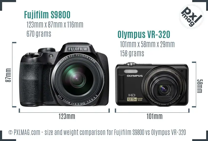 Fujifilm S9800 vs Olympus VR-320 size comparison