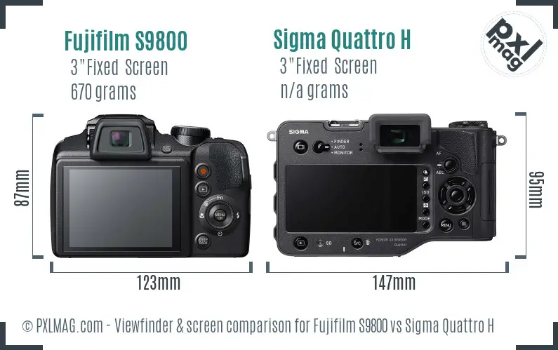 Fujifilm S9800 vs Sigma Quattro H Screen and Viewfinder comparison