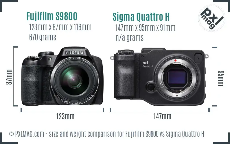 Fujifilm S9800 vs Sigma Quattro H size comparison