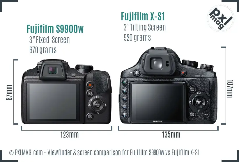 Fujifilm S9900w vs Fujifilm X-S1 Screen and Viewfinder comparison