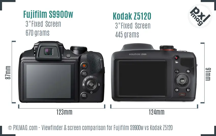 Fujifilm S9900w vs Kodak Z5120 Screen and Viewfinder comparison Fujifilm S9900w vs Kodak Z5120 Screen and Viewfinder comparison