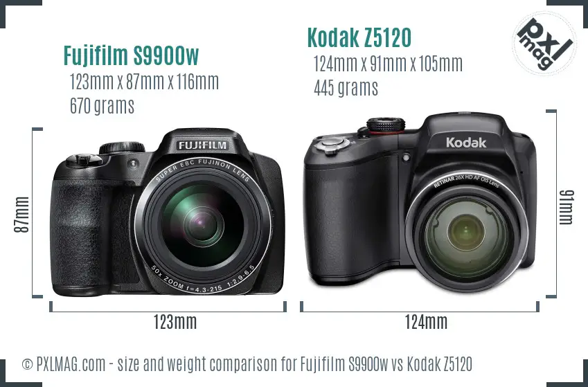 Fujifilm S9900w vs Kodak Z5120 size comparison Fujifilm S9900w vs Kodak Z5120 size comparison