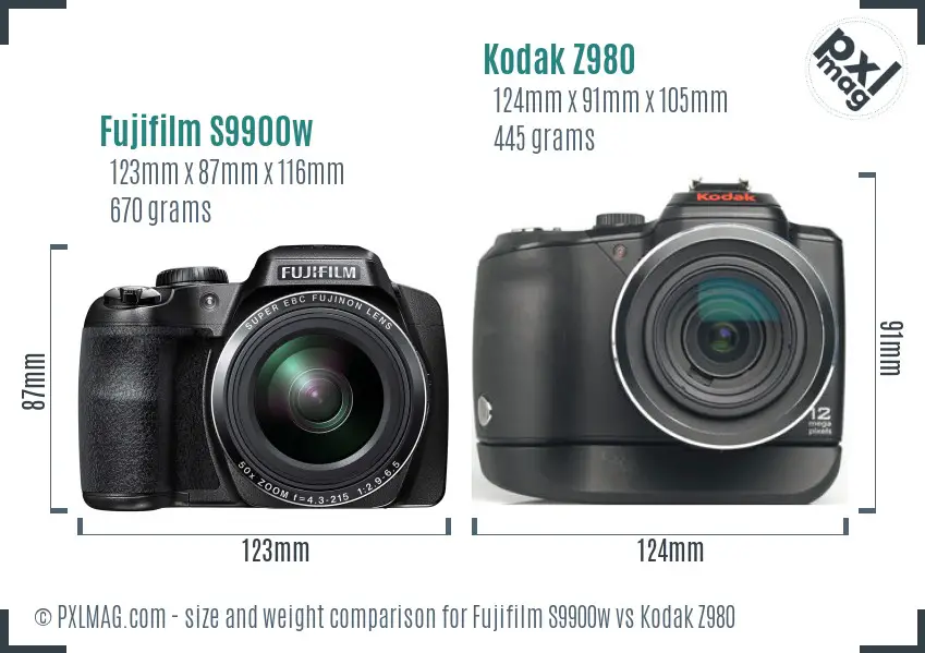Fujifilm S9900w vs Kodak Z980 size comparison Fujifilm S9900w vs Kodak Z980 size comparison