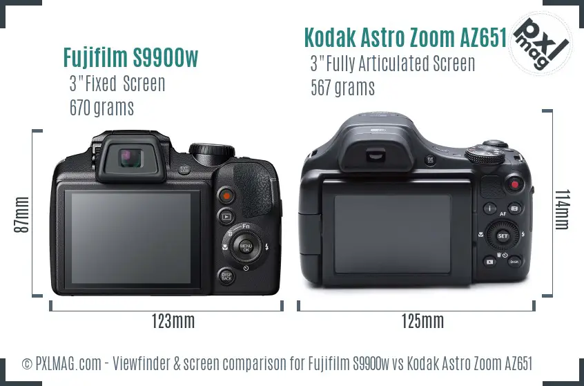 Fujifilm S9900w vs Kodak Astro Zoom AZ651 Screen and Viewfinder comparison Fujifilm S9900w vs Kodak Astro Zoom AZ651 Screen and Viewfinder comparison