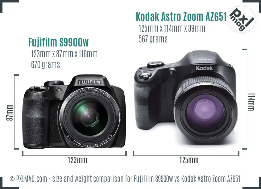 Fujifilm S9900w vs Kodak Astro Zoom AZ651 size comparison Fujifilm S9900w vs Kodak Astro Zoom AZ651 size comparison