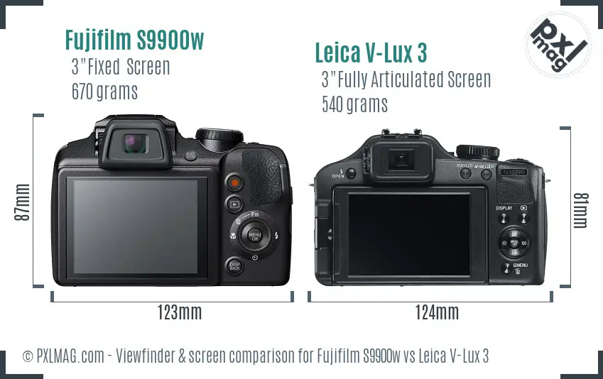 Fujifilm S9900w vs Leica V-Lux 3 Screen and Viewfinder comparison