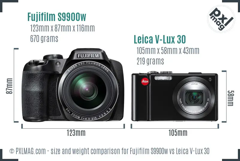 Fujifilm S9900w vs Leica V-Lux 30 size comparison Fujifilm S9900w vs Leica V-Lux 30 size comparison