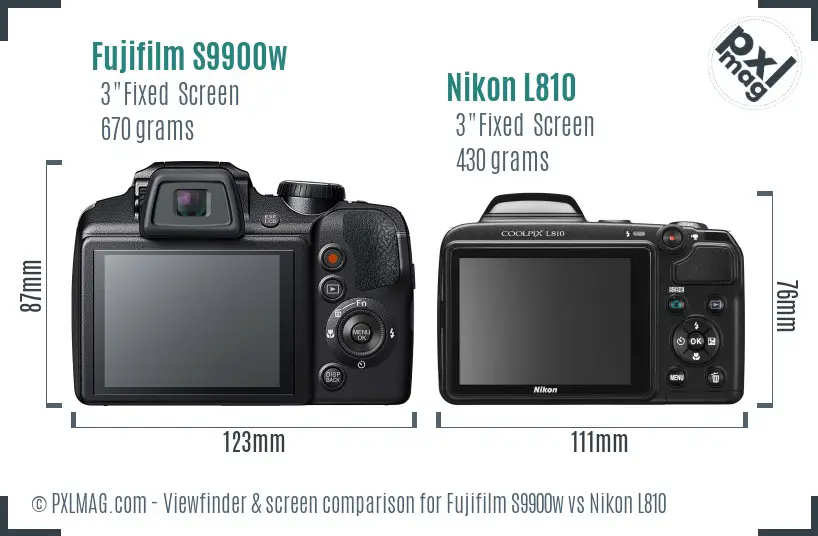 Fujifilm S9900w vs Nikon L810 Screen and Viewfinder comparison Fujifilm S9900w vs Nikon L810 Screen and Viewfinder comparison
