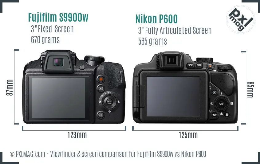 Fujifilm S9900w vs Nikon P600 Screen and Viewfinder comparison Fujifilm S9900w vs Nikon P600 Screen and Viewfinder comparison