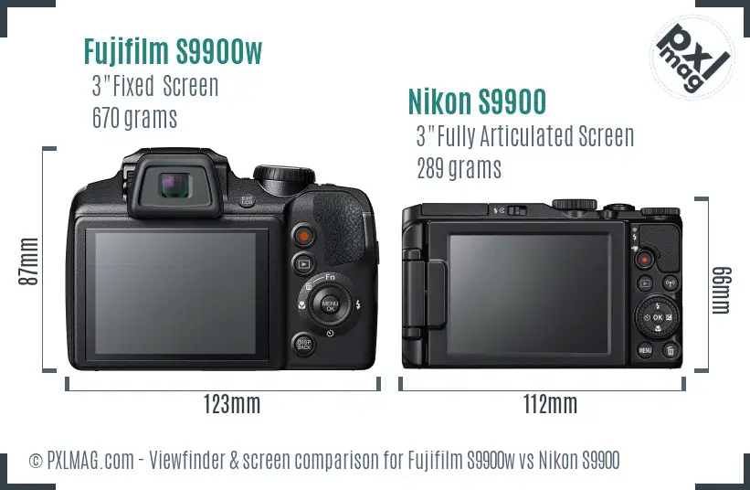Fujifilm S9900w vs Nikon S9900 Screen and Viewfinder comparison