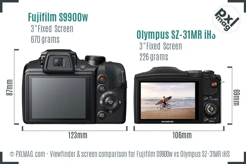 Fujifilm S9900w vs Olympus SZ-31MR iHS Screen and Viewfinder comparison Fujifilm S9900w vs Olympus SZ-31MR iHS Screen and Viewfinder comparison