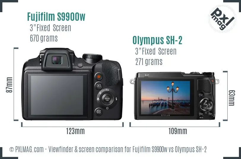 Fujifilm S9900w vs Olympus SH-2 Screen and Viewfinder comparison Fujifilm S9900w vs Olympus SH-2 Screen and Viewfinder comparison