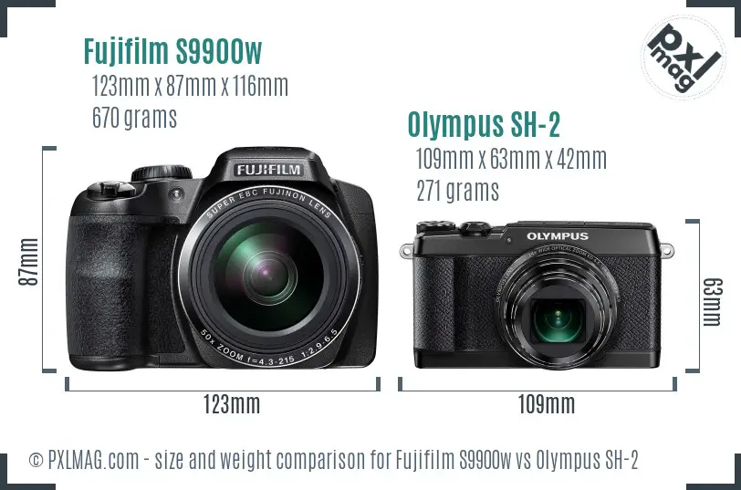 Fujifilm S9900w vs Olympus SH-2 size comparison Fujifilm S9900w vs Olympus SH-2 size comparison